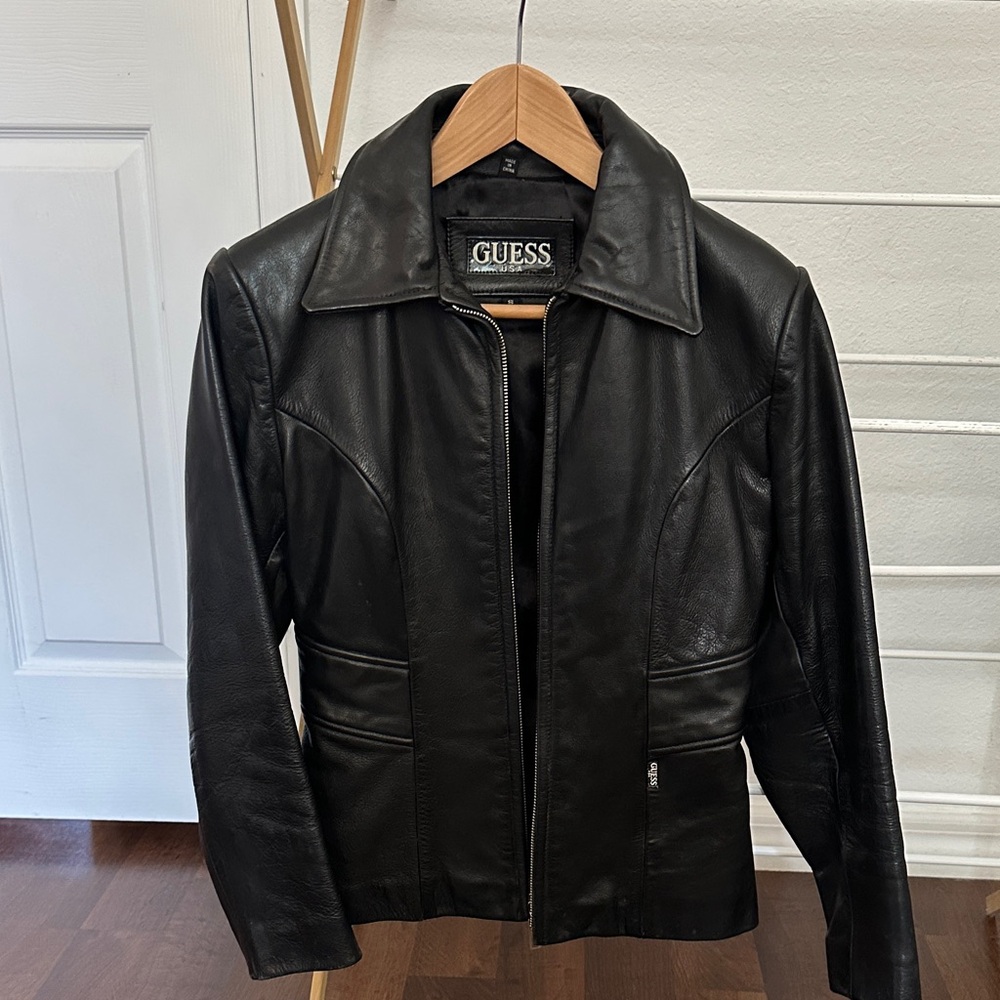 Guess Dark Leather Jacket